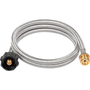 SHINESTAR Propane Hose Adapter & 5 FT Braided Hose for Buddy Heaters, Coleman Stoves, Blackstone 17" 22" Tabletop Griddle, Char-Broil Portable Grills, Weber Q Grills- Converts 1 lb to 20 lb Cylinders