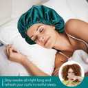 2 x Double Layer Silk Bonnet for Sleeping for Women and Men Large Satin Hair Cap for Curly and Natural Hair Blue Zircon