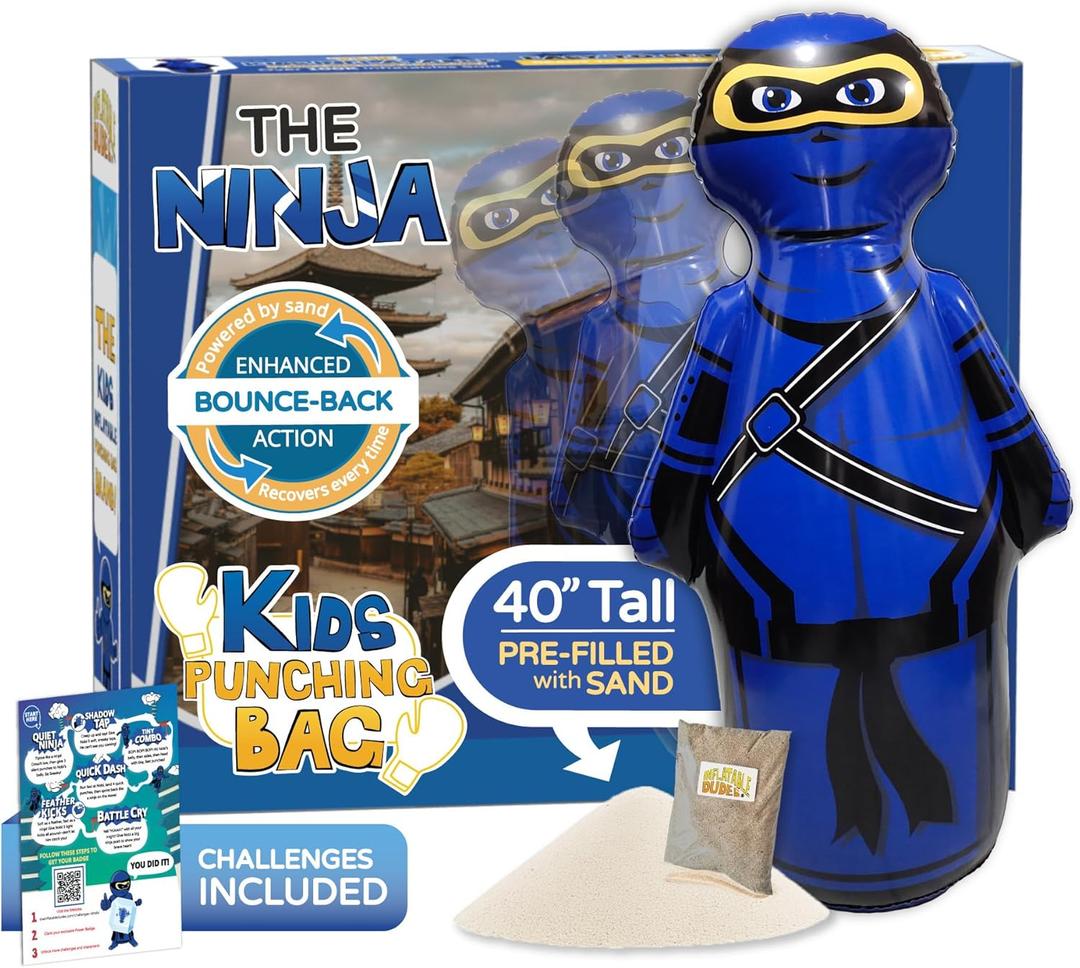 INFLATABLE DUDES Ninja Toy 40 Inches -Kids Punching Bag | Already Filled with Sand| Bop Bag | Inflatable Bopper | Boxing | Ninja Birthday Party | Punching Bag for Kids- (Little Dudes Nobi)