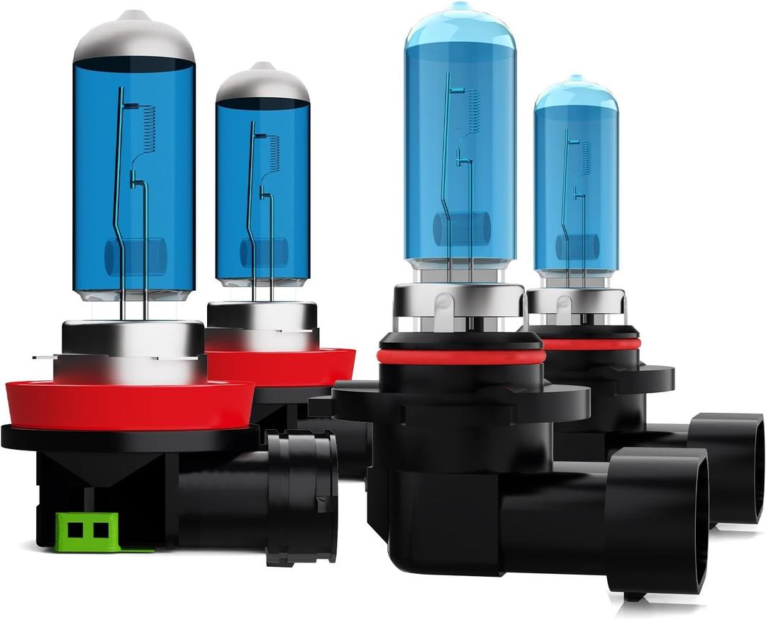 Light Bulbs Fit For Ford Escape 2017-2019 With Projector, H11 9005 High Low Beam High Performance Halogen Headlight Bulb Combo, 6000K White Light, Pack of 4