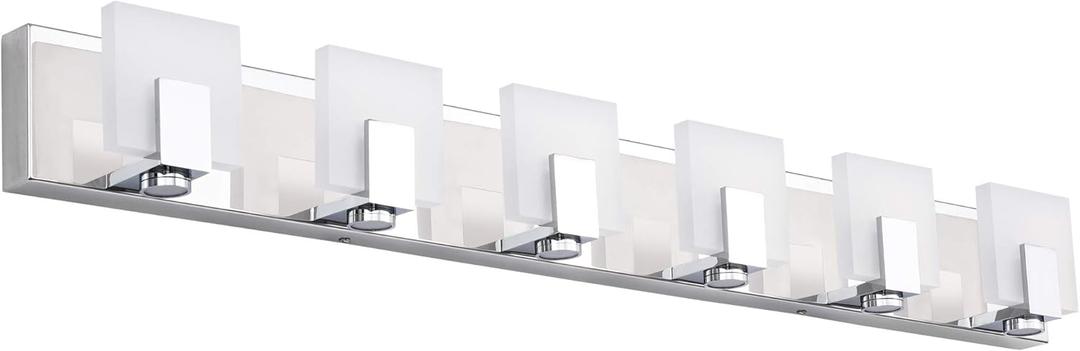 SOLFART Bathroom Light Vanity Lights Chrome Finish Modern Dimmable Vanity Lighting Fixtures 6 Lights LED Light