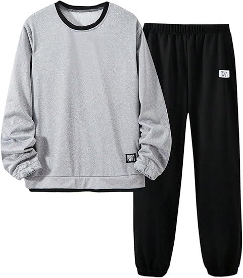 SHENHE Boy's Sweatsuit 2 Piece Outfits Crewneck Sweatshirt and Jogger Sweatpants Set Jogging Suit