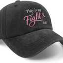 Breast Cancer Gifts for Woman, Breast Cancer Awareness Accessories, Chemo Adjustable Cotton Embroidered Pink Ribbon Baseball Cap, Adjustable Size: Hat circumference 22-24"/56-61cm, height 4.72"/12cm, brim 2.75"/7cm