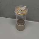 Pandaloo Glass Cups With Lids and Straws -20 Fl Oz- Perfect Size Iced Coffee Cup - Smoothie Cup With Bamboo Lid and On the go Lid (Creamy Mushroom, 1 Count (Pack of 1)