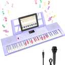 Piano Keyboard, 61 Key Upgrade Kids Pianos Music Toy with Light-up Keys & Pro Teaching Modes, Dual Speaker, 70 Demos,100 Tones, 100 Rhythms Perfect Christmas/Birthday Gift for Kids (Purple)