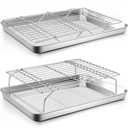 P&P CHEF 16 Inch Stainless Steel Baking Sheet with Rack Set (2 Pans+ 2 Racks), Cookie Sheets Baking Trays and Cooling Wire Racks, Oven & Dishwasher Safe, Pans with Stackable Racks