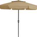JEAREY 9' 2-Tiers Patio Umbrellas Outdoor Market Table Umbrella w/Push Button Tilt/Crank, 8 Sturdy Ribs, UV Protection Waterproof Sunproof(Sand)
