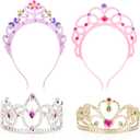 Melissa & Doug Dress-Up Tiaras Play Set for Kids (4-Piece) Pretend Princess Crowns for Costume Role Play Preschool Jewelry Toys for Girls Ages 3+