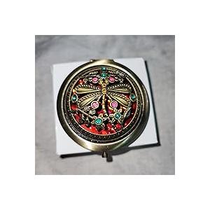 Vintage Mirror Compact Travel Makeup Mirror Cosmetic Pocket Mirror Mini Round Double-sided Folding Cosmetic Makeup Purse Mirror for Travel Mini Round Double-Sided Folding Compact Mirror
