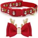 azuza Christmas Pet Collar Adjustable Xmas Dog Collar with Christmas Antler Bow tie Accessories Snowman Dog Collar for Puppy and Small Dogs (XS - Neck: 8-12 inch)