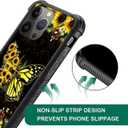 Compatible with iPhone 14 Pro Case Reinforced Four Corner Shock-Absorbing Anti Slip Soft TPU Frame Case Compatible with iPhone 14 Pro 6.1inch for Girls/Women Pattern Sunflower Butterfly