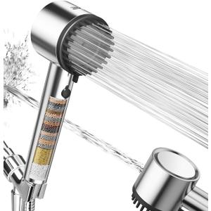 Cobbe Filtered Shower Head with Handheld, High Pressure 5 Spray Mode Showerhead with Filters, Built-in Power Wash for Hard Water - Remove Chlorine - Reduces Dry Itchy Skin, Chrome