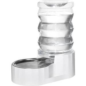 RIZZARI Automatic 7L Pet Waterer, Gravity Stainless Steel Water Dispenser, 100% BPA-Free, Large Capacity Water Feeder for Cats and Medium and Large-Sized Dogs (White,7L) 