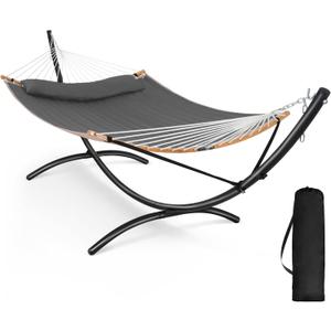 SUNCREAT Hammocks Standing Patio Hammock, Portable Hammock with Stand Foldable, Patent Pending, Dark Gray