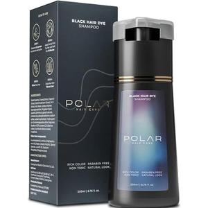 POLAR HAIR CARE Polar Haircare - Hair Dye Shampoo for Gray Hair for Women & Men (Jet Black) Natural Hair Dye Kit - Semi Permanent Hair Dye Shampoo - Vegan Hair Dye USA 6.76 Fl Oz