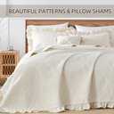 DJY Queen Quilt Bedding Set Size, Beige Ruffled Lightweight Soft Bedspreads Queen Size Coverlet, Basket Weave Quilted Blanket Thin Quilt Bed Cover for All Season - 3 Piece (1Quilt, 2 Pillow Shams)