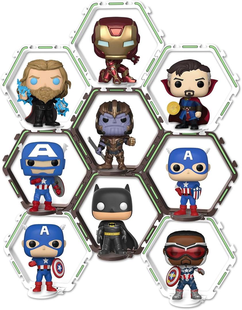 YODAR 9 PCS Riser Display Shelf for Funko POP Figures Collectibles, Floating Shelves Display Ledge for Organizer and Decoration, Display Stands Showcase, Glowing At Night