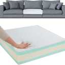 HOMBYS Memory Foam Couch Cushion Replacement, High Density Upholstery Foam Wrapped with Memory Foam & Polyester Batting, Sofa Cushions Inserts with Dacron Fiber Layer,with Removable Cover,8"x24"x24", 8 inch Thick-24"x24"