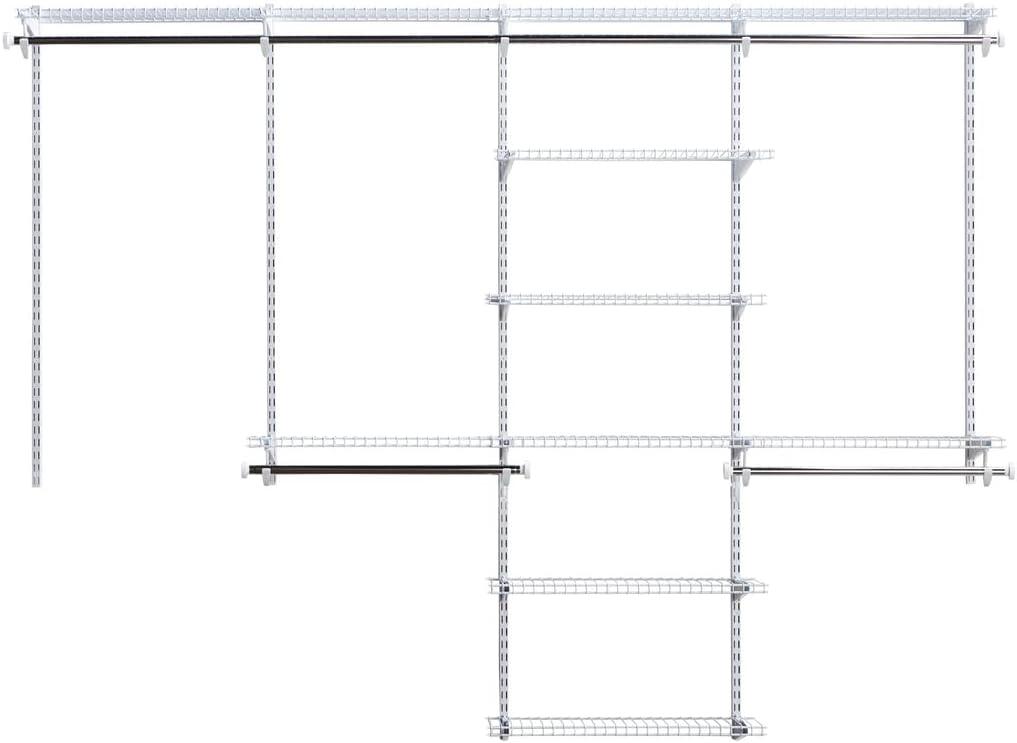 Rubbermaid Configurations Closet Shelves & Hanging Kit (2) 26" Shelves White Custom Pantry Organizer and Storage/Clothes Rack for Home/Laundry/Bathroom/Mudroom/Pantry/Linen Closet