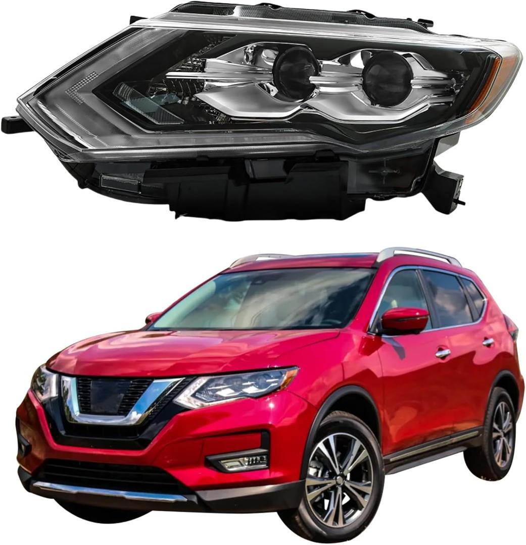 WFLNHB Headlight Assembly Replacement for Nissan Rogue SL SL Hybrid 2017-2020 Headlights with DRL Set Driver Side 260606FL6A
