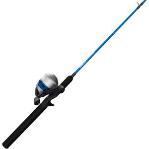 Zebco Salt Fisher 33 Spincast Reel and Fishing Rod Combo, 6-Foot 6-Inch 2-Piece Medium-Heavy Power, Moderate-Fast Action Fiberglass Rod, Interchangeable Retrieve, 12-Pound Line, Blue/Silver, 30