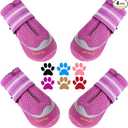 4PCS Dog Boots for Large Dogs, Medium Dog Shoes & Paw Protectors for Hot Pavement, Summer Heat Protection, Mesh Breathable Nonslip Dog Booties for Hardfloors, Walking Running Hiking Purple Size 2