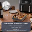 Air Fryer Liner Pan Set Stainless Steel Heavy Duty Double Pan Tray with Rack & Removable Handle for Ninja Foodi DZ401/DZ550/AF400EU/AF400EUPC/SL400EU Cosori (without Lid) | with Rack & Silicone Handlefor Ninja Foodi DZ401/DZ550/AF400EU/AF400EUPC/SL400EU Cosori