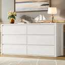 Garvee 6 Drawer Dresser for Bedroom, Wood Chest of Drawers Handle Free, 15.6"D x 47.2"W x 32.1"H