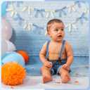 2 Pcs Baby Blue and White Bow Garland Banner 16.4 ft Bow Party Decorations for Girls Pastel Bow Ribbon Banner Bow Birthday Baby Shower Decorations Coquette Bridal Shower Party Supplies