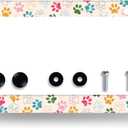 Colorful Dog Paws License Plate Frame Animal Dogs License Plate Holder Stainless Steel Funny Design with 2 Holes and Screws 12.3" x 6.3"