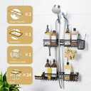 KEGII Shower Caddy Hanging for Handheld Showerheads, Rustproof Hanging Shower Organizer with Soap Dish, Toothbrush Holder and Hooks, Over Showerhead Caddy for Bathroom