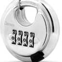 DAYGOS 4 Digit Combination Disc Padlock with Hardened Steel Keyless Heavy Duty Combo Lock for Sheds,Fence,Storage Unit,Trailer,Moving Cube(3/8-in Shackle) (Silver)