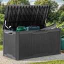 YITAHOME 100 Gallon Large Resin Deck Box Outdoor Storage Boxes for Patio Furniture, Outdoor Cushions, Garden Tools and Pool Supplies-Waterproof, Lockable (Black)