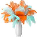 Suncalla 50 Pcs Showgirl Party Decorations 10 to 12 Inches Orange and Mint Green Ostrich Feathers Loose Natural Feathers for Crafts, Wedding, DIY Costumes, Home Vase Decorations