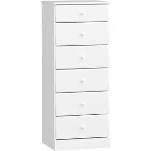 Prepac Astrid Tall White Dresser: 16.5"D x 19.75"W x 50"H, 6-Drawer Chest for Bedroom by Prepac - Perfect Chest of Drawers for Ample Storage