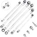BULLTOOLS 6-Piece Flex-Head Extra Long Ratcheting Wrenches Double Box End Chrome Vanadium Steel 72-Tooth Wrench Set with Metric 8mm - 19mm