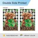 DLZDN Welcome St Patricks Day Highland Cow Garden Flag 1218 Inch Double Side Vertical Burlap Farmhouse Yard Sign Spring Holiday Outdoor Decoration