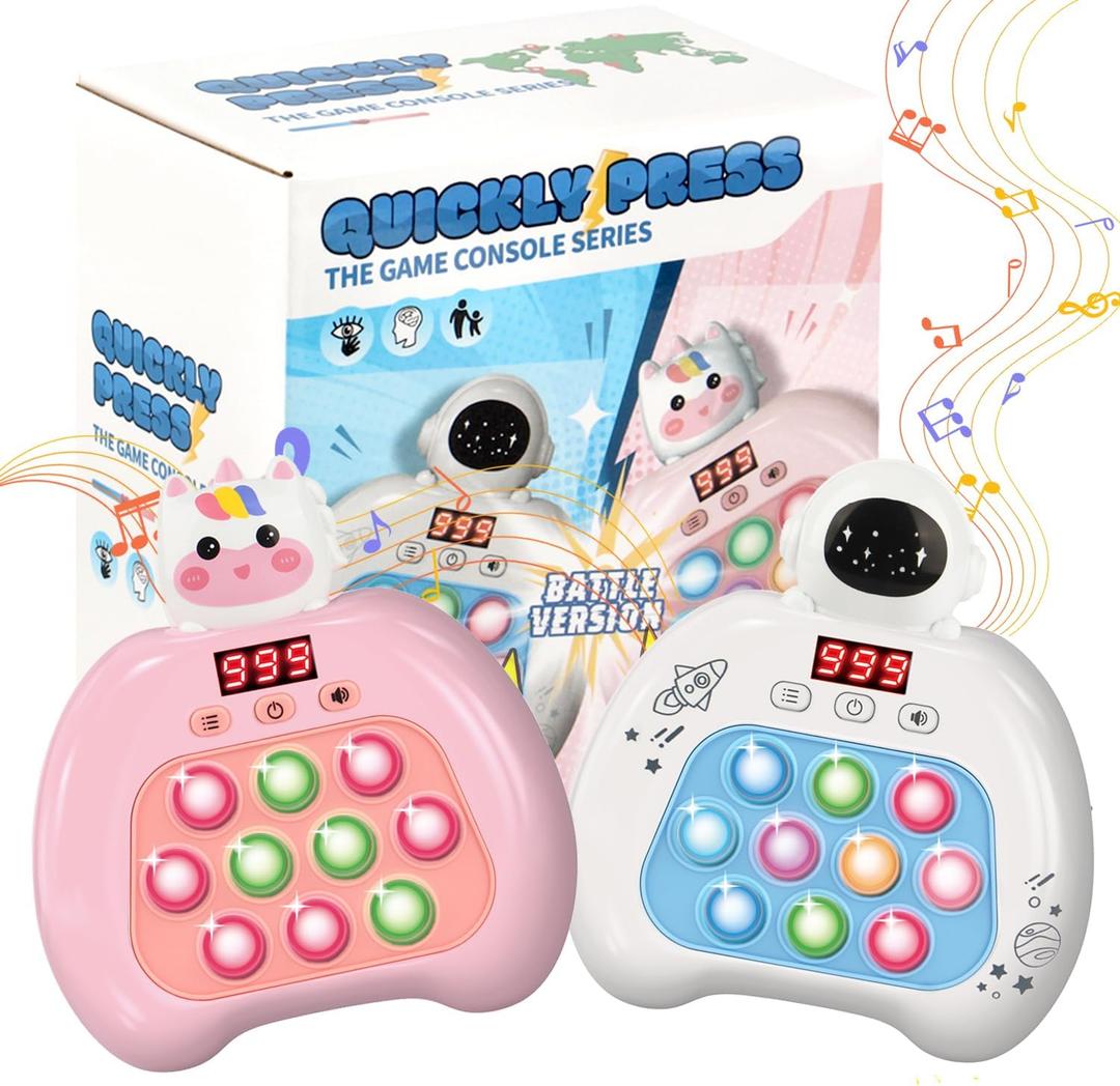 Fast Push Pop Fidget Toys for Kids, Handheld Puzzle Game with LED Screen & Multiplayer Mode, Sensory Toys for 3-12 Year Old Girls Boys, Fun Battle Gifts for FriendsWhtie