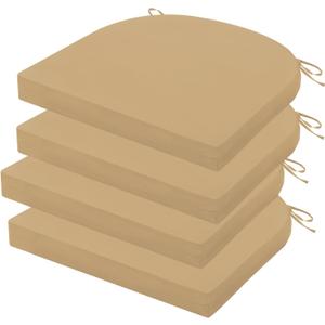 Outdoor Chair Cushions Set of 4, 17 x 16 Inch Patio Furniture Cushions, Water Resistant, Non-Slip Ties (Khaki)