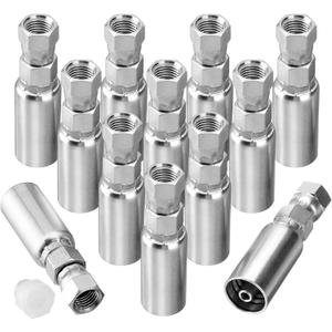 12 Pack Hydraulic Hose End Fittings: 1/4" I.D. Hose x 1/4" JIC 37 Female With Protection Cover Hydraulic Hose End Swivel Crimp Fitting