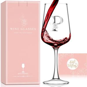 Mothers Day Gifts for Mom Grandma Wife Daughter Her, Personalized Initial Wine Glasses Custom Gift, Birthday Gifts for Women Mom Wife Best Friend Sister 