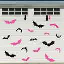 2 x 20Pcs Halloween Garage Decoration Magnet Stickers Black Pink Bat Refrigerator Decals Magnet Stickers for Party Home Door Dishwasher Decor