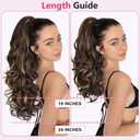 ALXNAN Ponytail Extension,24 Inch Claw Clip in Long Curly Wavy Dark Brown with Golden Blonde Ponytail Hair Extension Jaw Clip on Pony Tails Hairpiece for Women