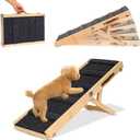 Upgraded 2026 Adjustable Dog Ramp 34.65" Foldable Pet Ramp with 5 Heights 13.621.5", Non-Slip Carpet & Leather Handle  Ramp for Bed, Couch & Sofa