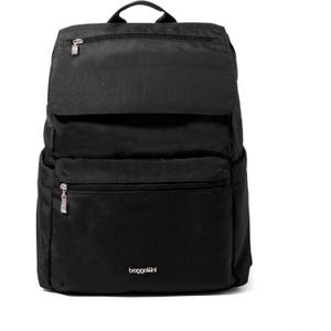 Baggallini Flap Laptop Backpack - 15"x11" Lightweight Work Travel Bag w/Luggage Sleeve & RFID