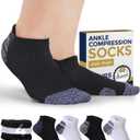 2 x Pembrook Ankle Compression Socks for Women & Men - 4 Pairs | Sports Running Compression Socks | Athletic Ankle Support Socks (XX-Large, 2 Black / 2 White - 4 Pairs)