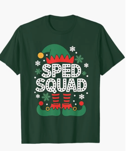 Elf Squad Sped Squad Christmas Pajamas Xmas Sped Teacher Kid T-Shirt S Green
