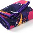 Mile High Life Golf Towel 16"x24", Microfiber Waffle Weave with Heavy Duty Clip, Fun Prints Gym Towels for Men & Women, Golf Accessories for Cleaning Clubs and Balls (Scrawl - Purple Towel)