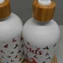 Hexagram Christmas Soap Dispenser Set of 2, Christmas Kitchen Decor, Xmas Gnome Snowman Glass Soap Dispenser for Home Indoor Decorations, Xmas Refillable Lotion Essential Oil Dispensers with Pump