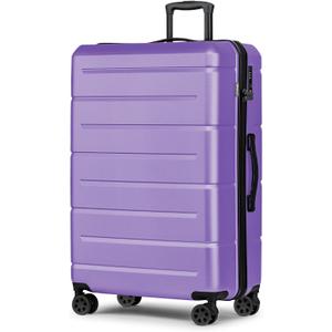KYME Large Suitcases with Wheels Hardshell 28 Inch Luggage TSA Approved Big Checked Luggage Durable Travel Rolling Suitcase for Women Lt Purple